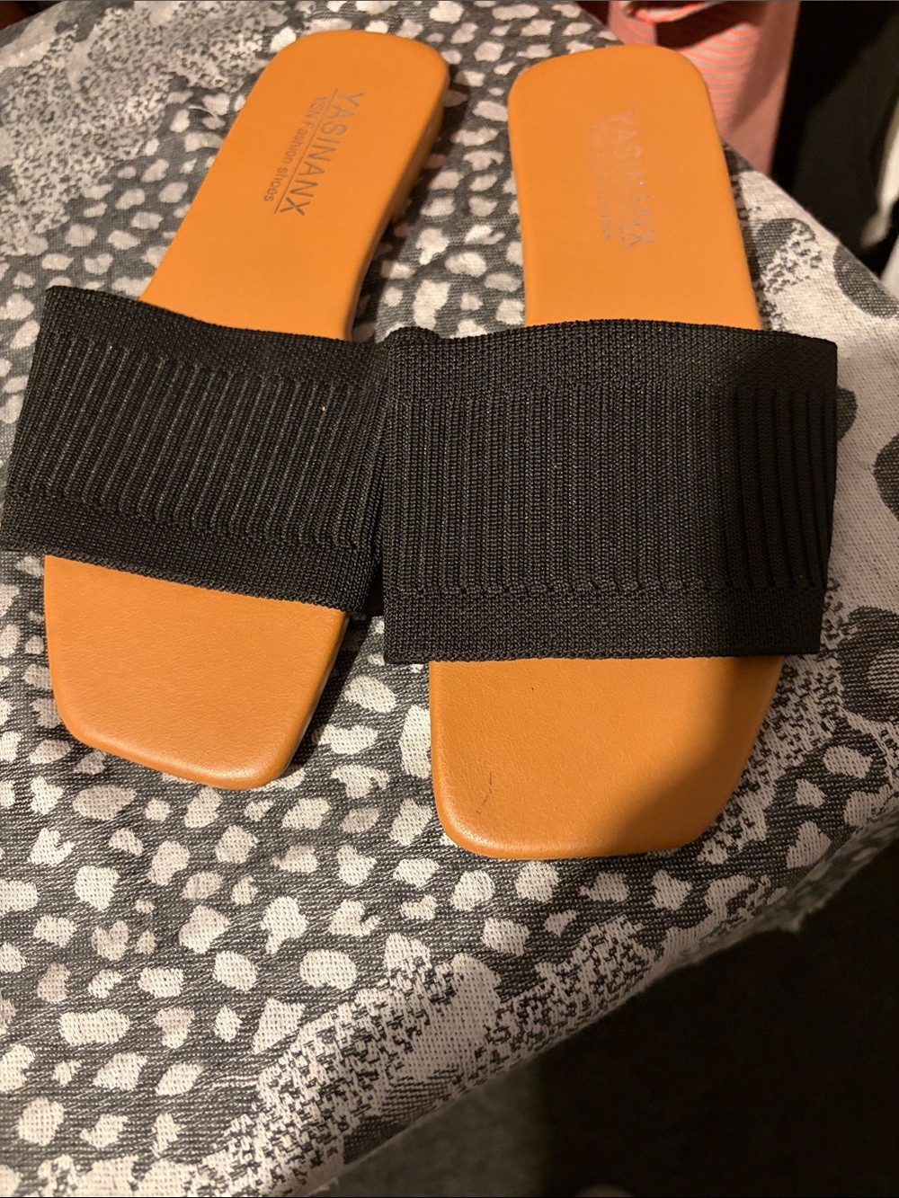 Black Strap Tan Slide Sandals euro size 37